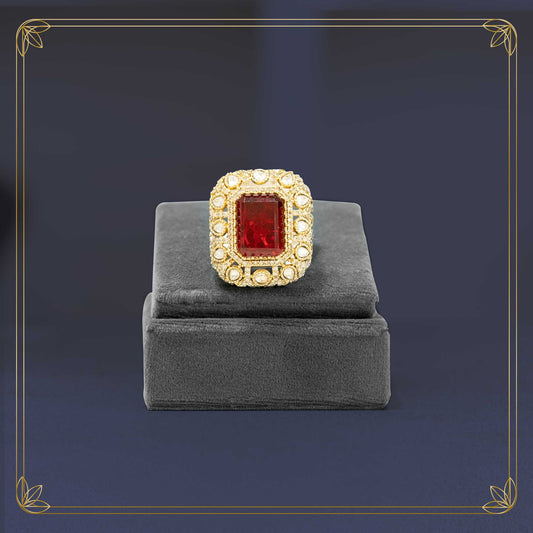 Regal Crimson Ruby & Diamond Sovereign Ring