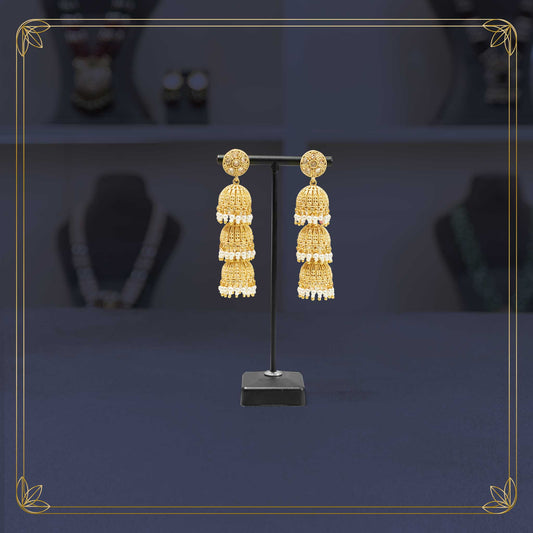 Rajkumari's Gold Cascade Jhumkas