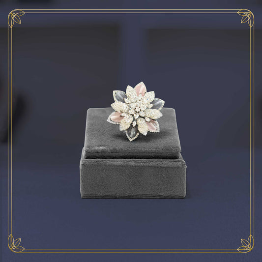 Regal Diamond & Amethyst Floral Ring