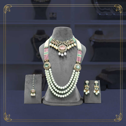 Unique Antique Finish Multi Stone Bridal Jewellery Set - Rental