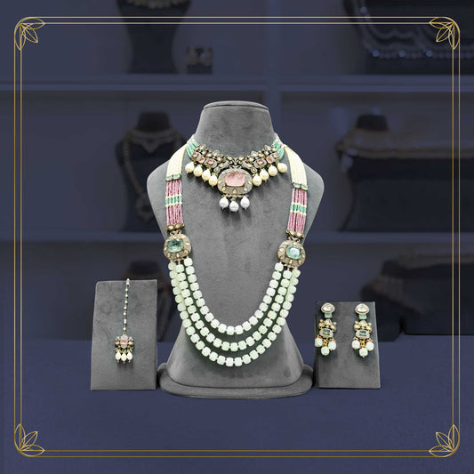 Unique Antique Finish Multi Stone Bridal Jewellery Set - Rental