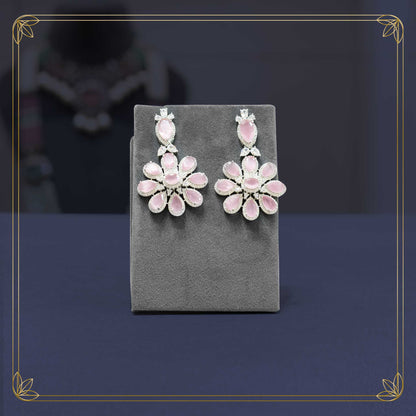 American Diamond & Pink Stone Elegant Bridal Set - Rental