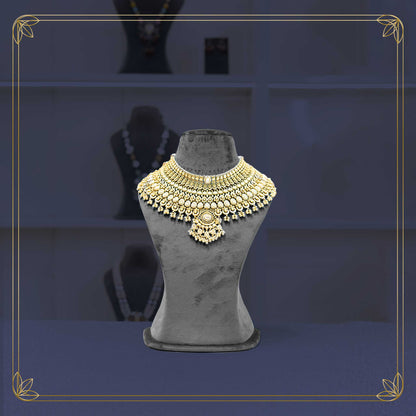 Maharaja Gold Tiered Polki Chokker Bridal Set - Rental