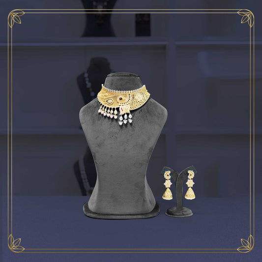 Imperial Emerald Polki Diamond Necklace Set