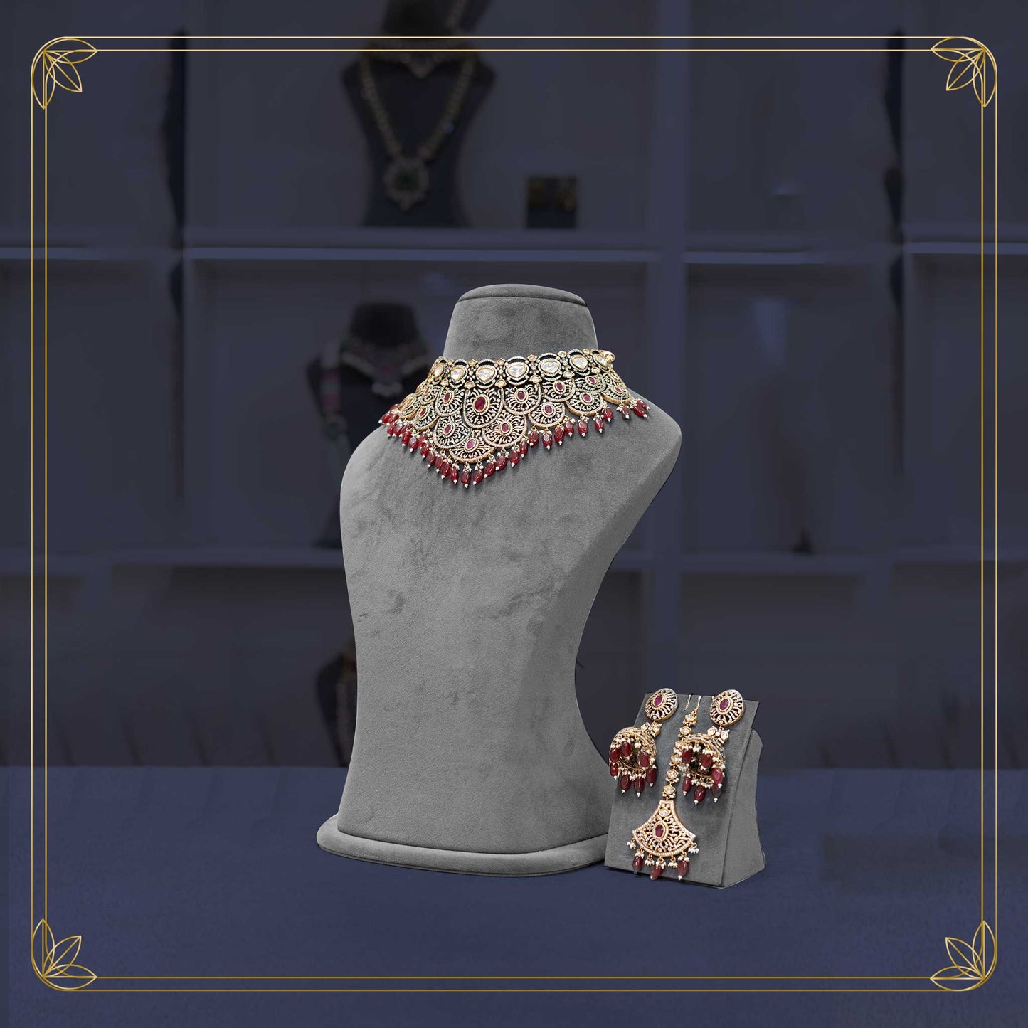 Timeless Victorian ruby chokker Bridal Set - Rental