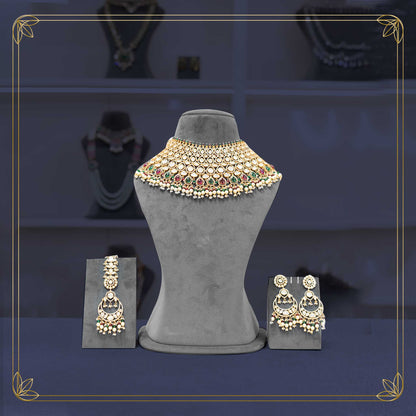 Stunning Ruby Green American Diamond Choker Set - Rental