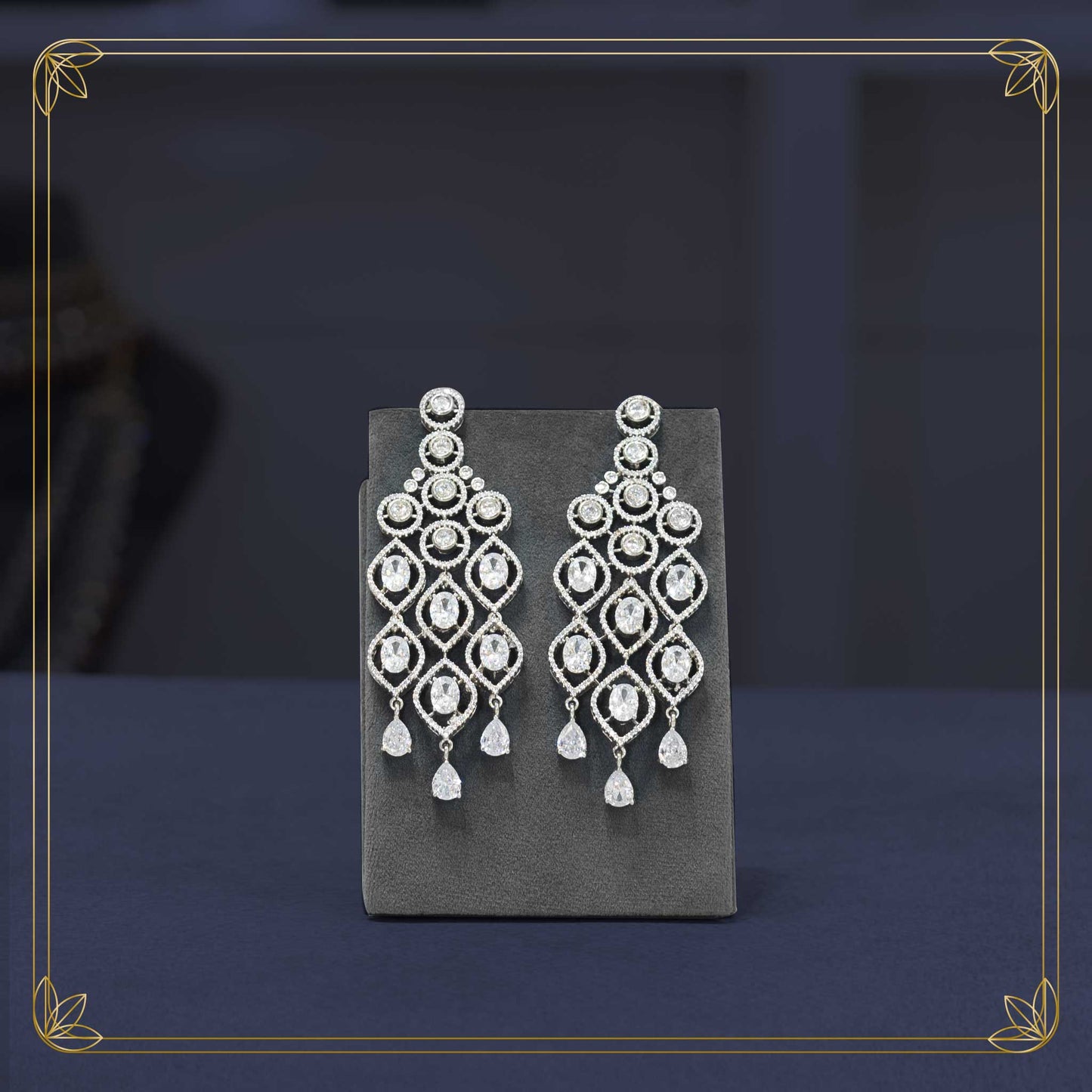 American Diamond Silver Finish Bridal Jewellery Set - Rental