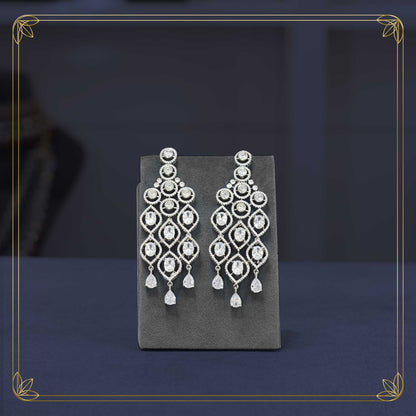 American Diamond Silver Finish Bridal Jewellery Set - Rental
