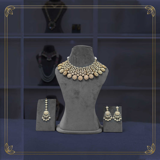 Royal Kundan Golden Victorian Bridal Set - Rental