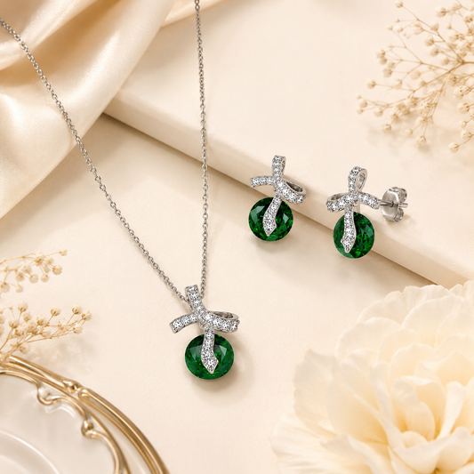 Emerald Bow Pendant Set (56512)