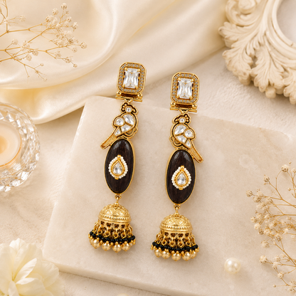 Midnight Pearl Jhumka Earrings (55627)