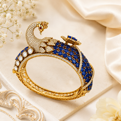 Mayurika Sapphire Peacock Kada (56205)