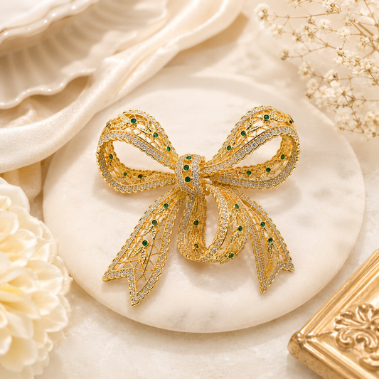 Emerald Grace Bow Brooch (52532)