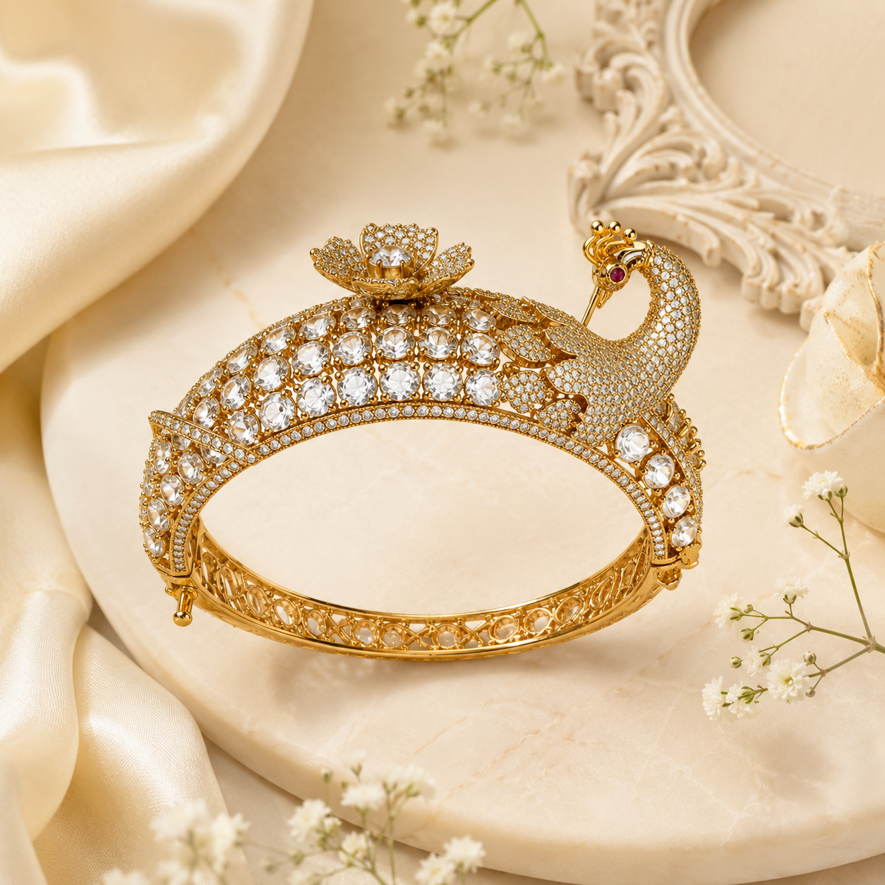 Mayurika Crystal Peacock Kada (56203)