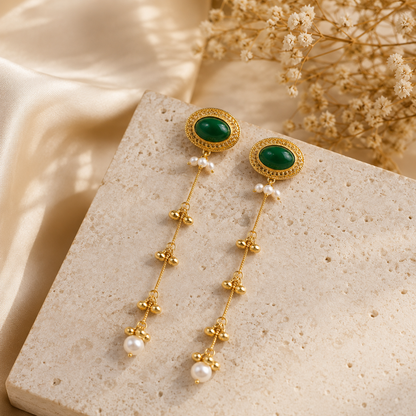 Emerald Ghungroo Cascade Earrings (53464)