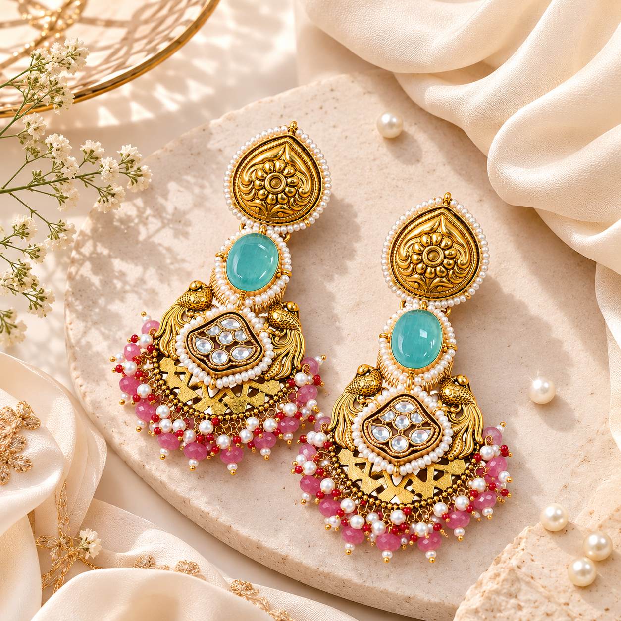 Aqua Royale Peacock Earrings (53726)
