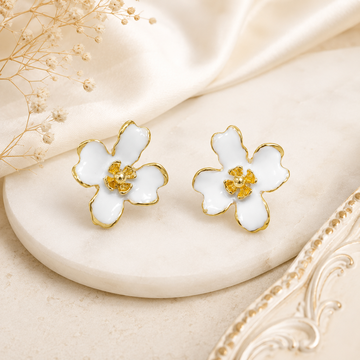 Snow Petal Bloom Earrings (52408)