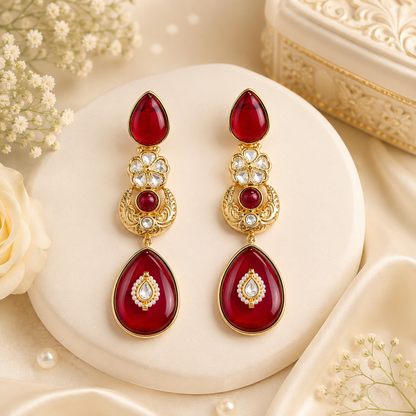 Rajsi Ruby Dewdrop Earrings (55670)