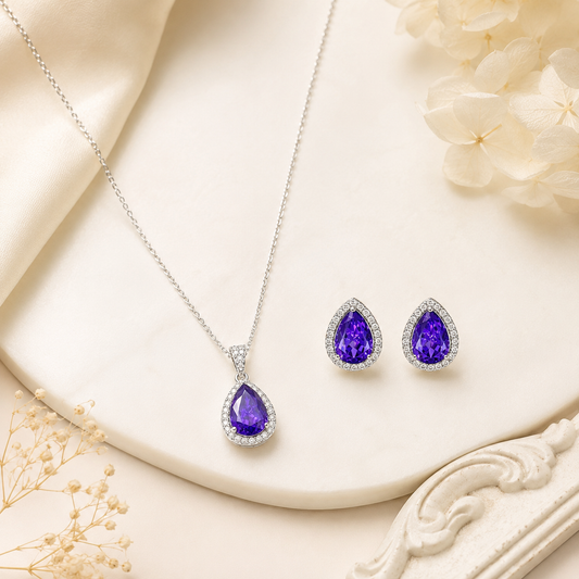 Amethyst Teardrop Pendant Set (56543)