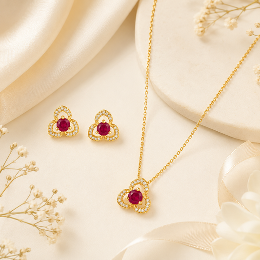 Ruby Bloom Pendant Set (56553)