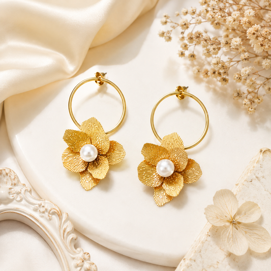 Flora Pearl Hoop Earrings (52344)