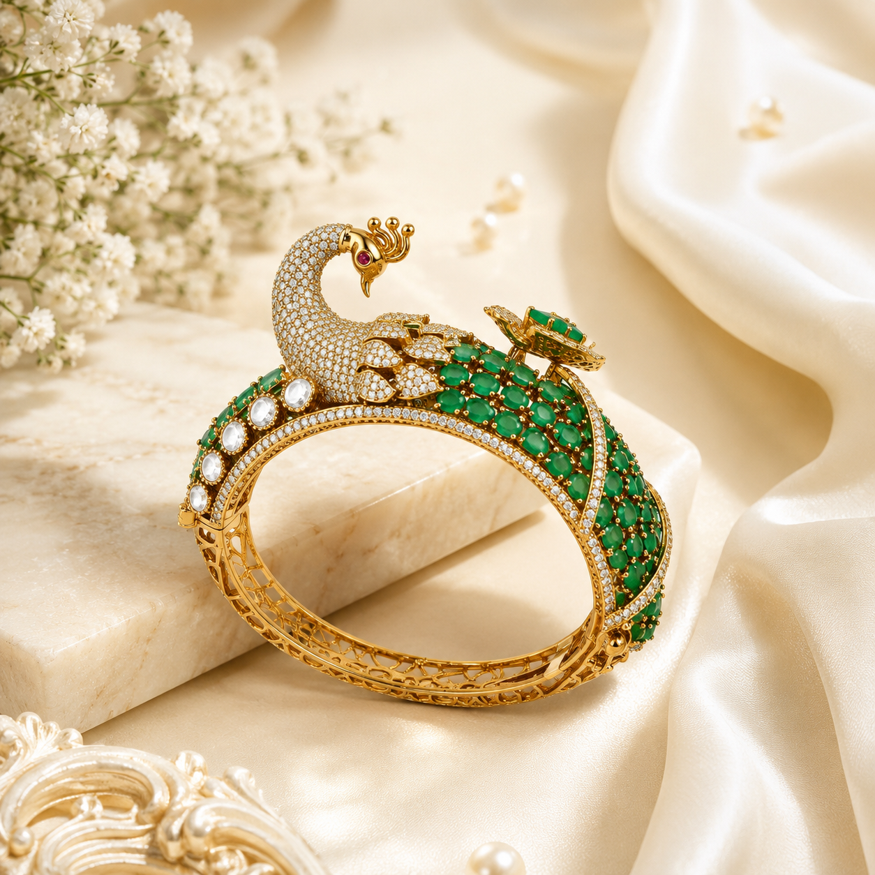 Mayurika Emerald Peacock Kada (56202)
