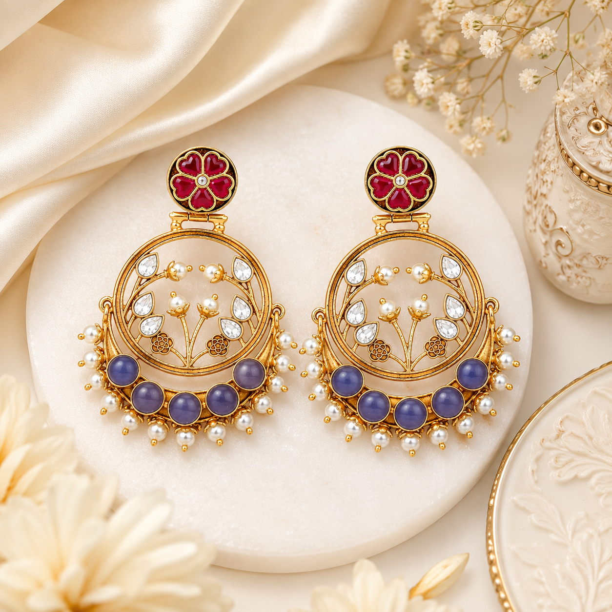 Lavender Pearl Bloom Earrings (55632)