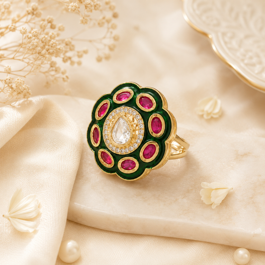 Emerald Petal Cocktail Ring (56124)