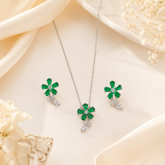Emerald Flora Pendant Set (56502)