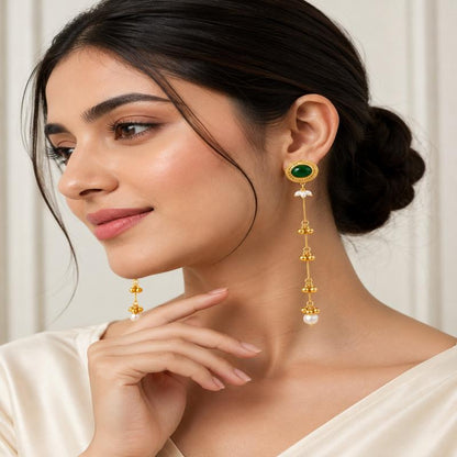 Emerald Ghungroo Cascade Earrings (53464)