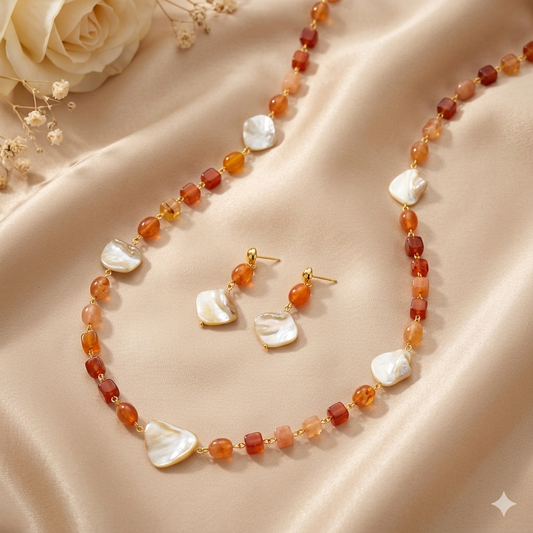 Amber Pearl Necklace Set