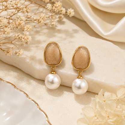 Golden Mist Pearl Earrings (52411)