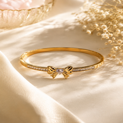 Women’s Gold Bow Crystal Bangle Bracelet (58738)
