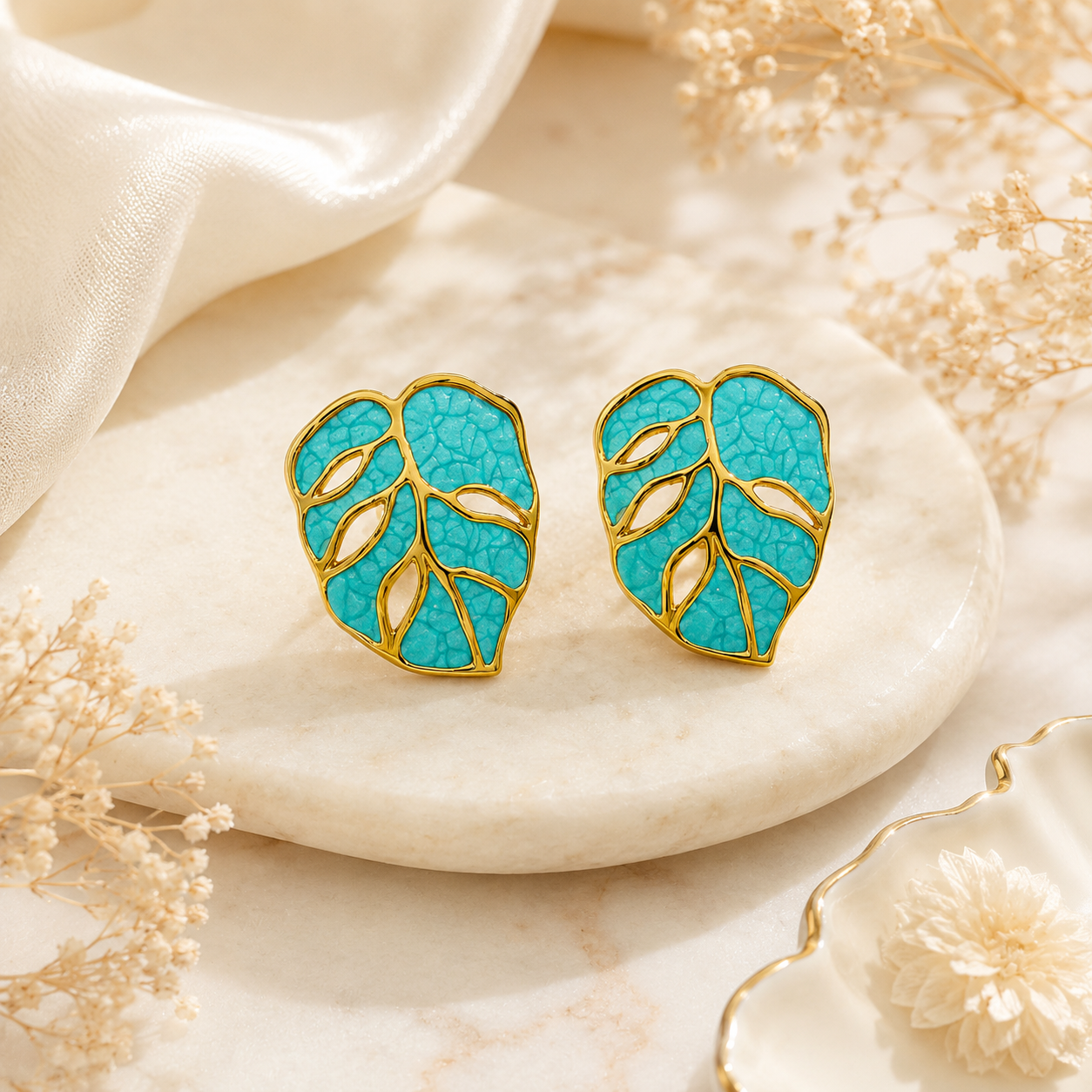 Aqua Leaf Whisper Studs (52341)