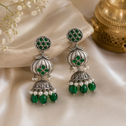 Emerald Petal Heritage Earrings(53781)