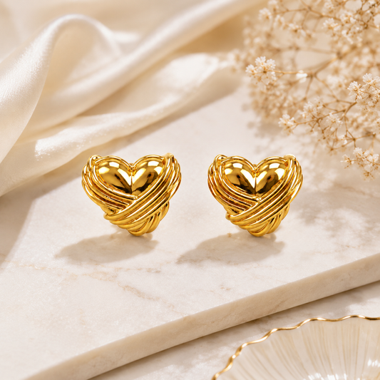 The Golden Heart Knot Earrings (52343)
