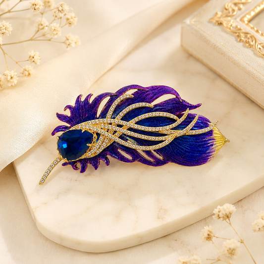 Royal Sapphire Feather Brooch (52534)