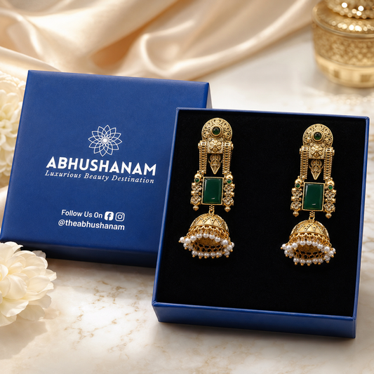 Emerald Noor Jhumkas