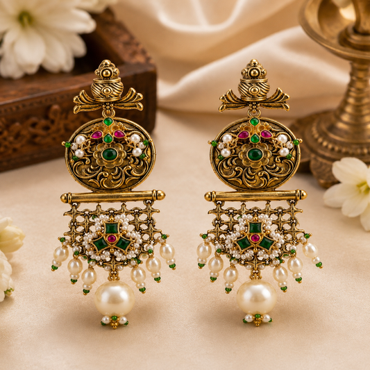 Emerald Lotus Heritage Earrings (53609)