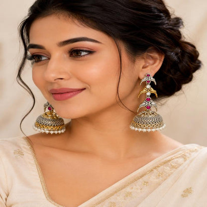 Royal Ruby Meenakari Jhumkas (53731)