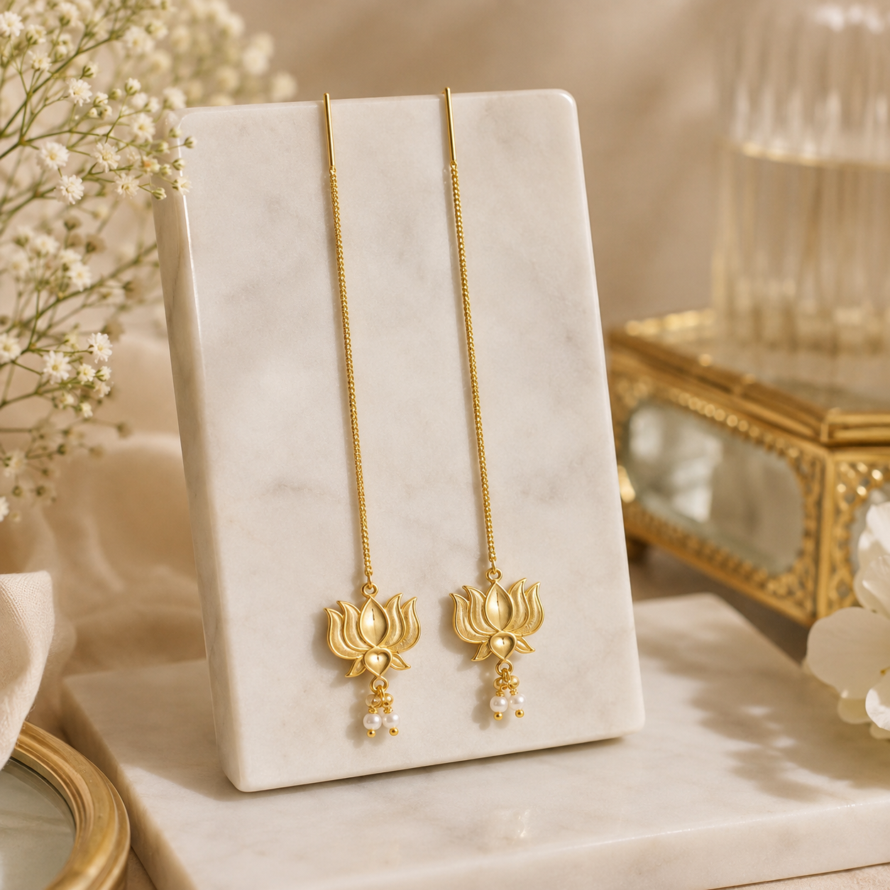 Lotus Whisper Threader Earrings (53435)