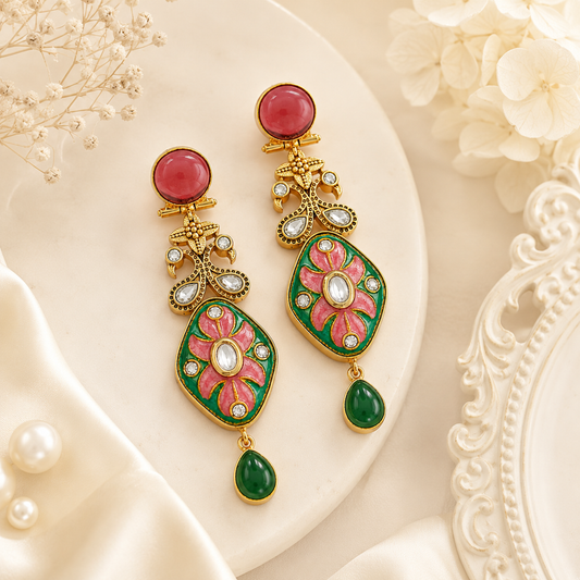 Gulnaar Meenakari Drop Earrings (55643)