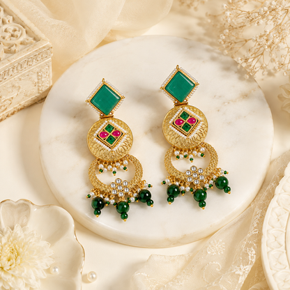 Rajwada Emerald Earrings (53651)