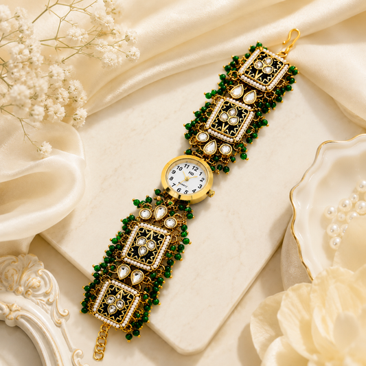 Royal Emerald Kundan Watch (53996)