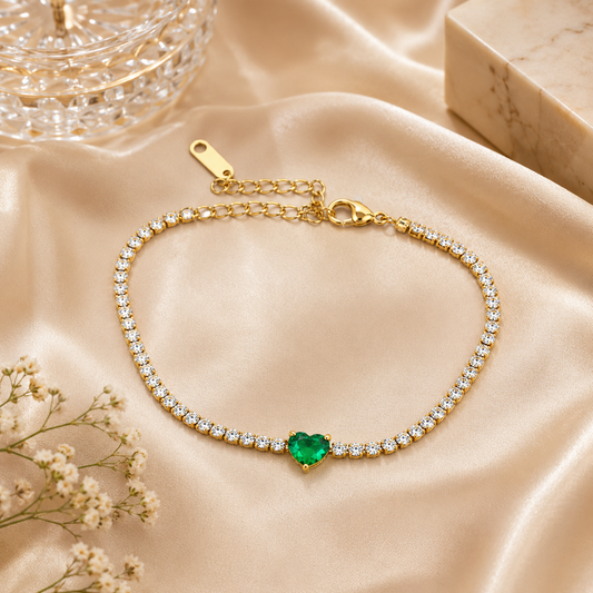 Emerald Heart Tennis Bracelet (52193)