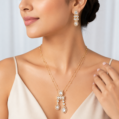 Celestia Duo Drop Necklace Set (55425)