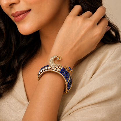 Mayurika Sapphire Peacock Kada (56205)