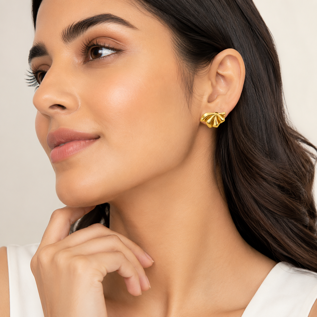 The Golden Shell Fan Earrings (52343)