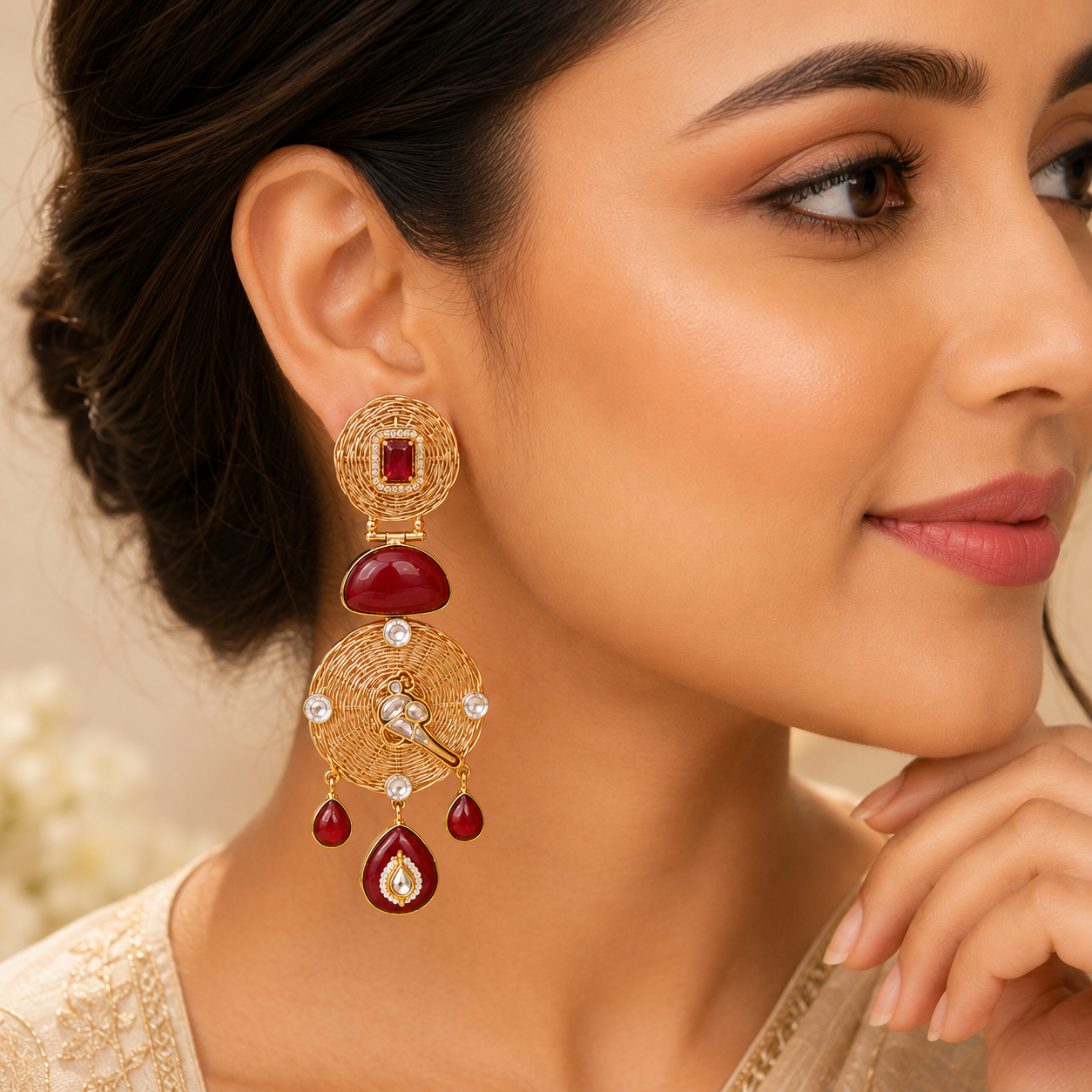 Ruhani Ruby Statement Earrings (55665)