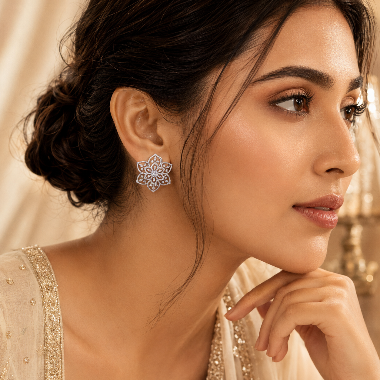 Ivory Petal Diamond Studs